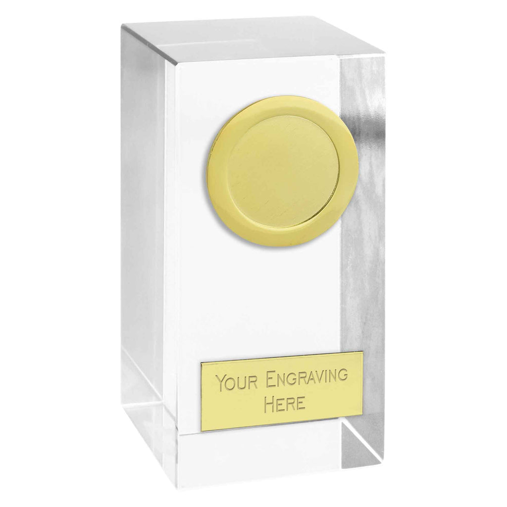 Optical Crystal Block Award With Gold Trim 10cm (3 7/8")