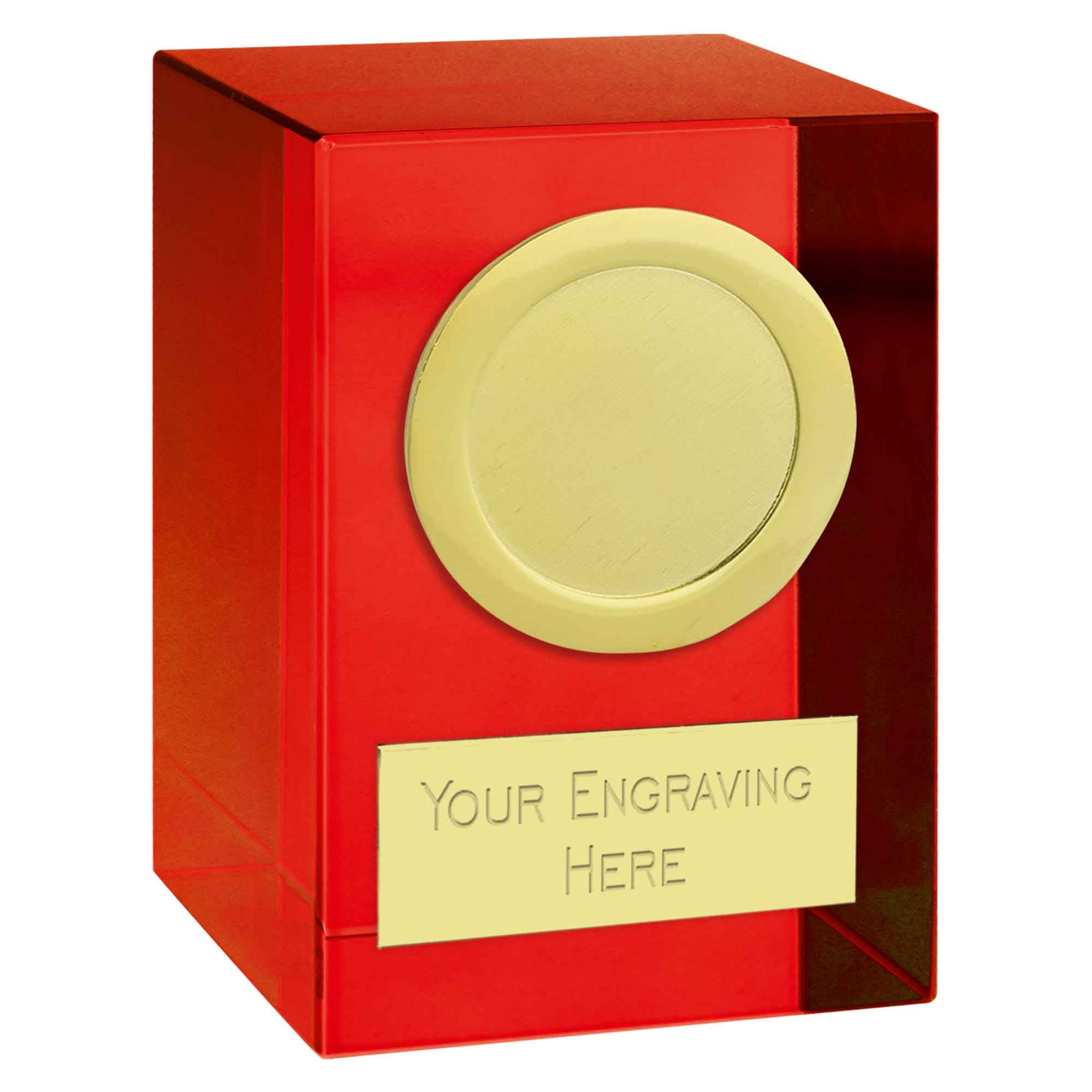 Red Merit Optical Crystal Block with Gold Trim 8cm (3 1/4")