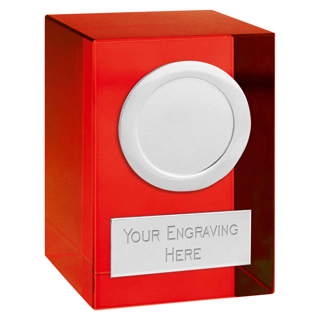 Red Merit Optical Crystal Block with Silver Trim 8cm (3 1/4")