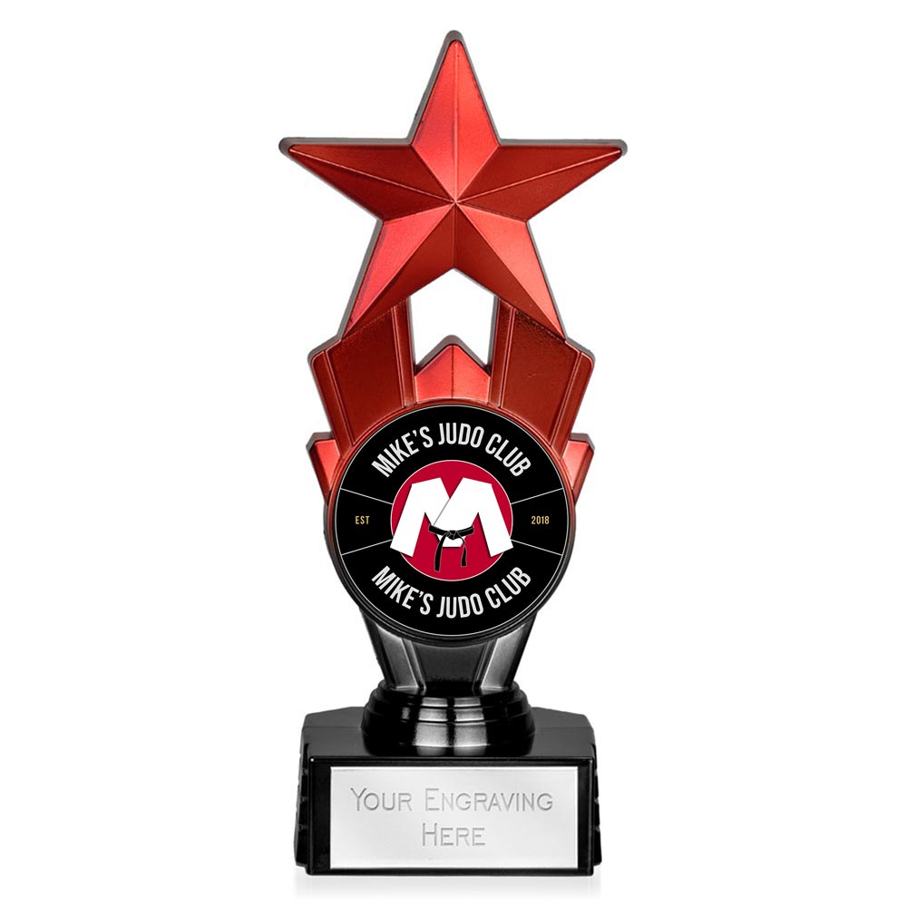 Award Star Red & Black Custom Logo Trophy 18cm (7 1/8")