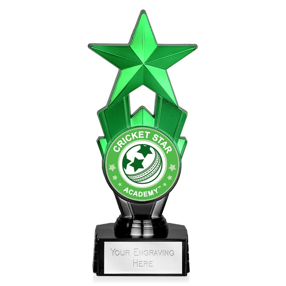 Award Star Green & Black Custom Logo Trophy 18cm (7 1/8")
