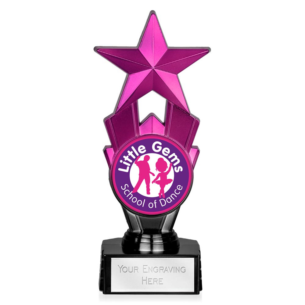 Award Star Purple & Black Custom Logo Trophy 18cm (7 1/8")